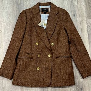 NWT Women’s J. Crew Size 2 Bristol Double Breasted Moon Tweed Blazer Herringbone